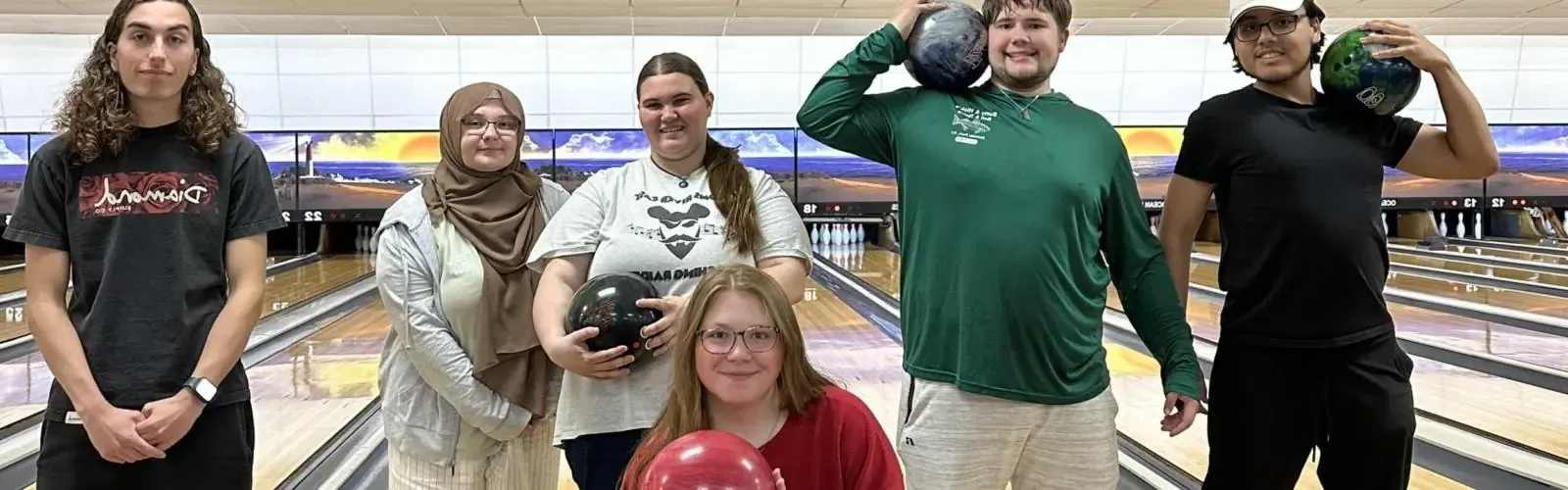 students bowling